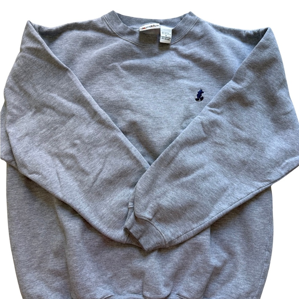 Vintage Disney Gray Crewneck Sweater with Blue Accent
